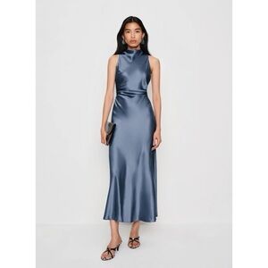 Reformation Casette Silk Dress in Cornflower
